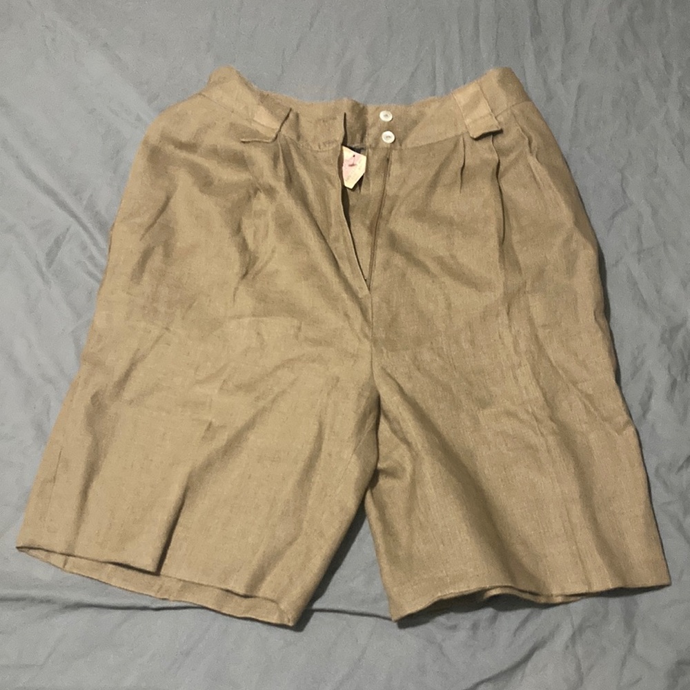 Carole Little Linen Tan Shorts Size 10